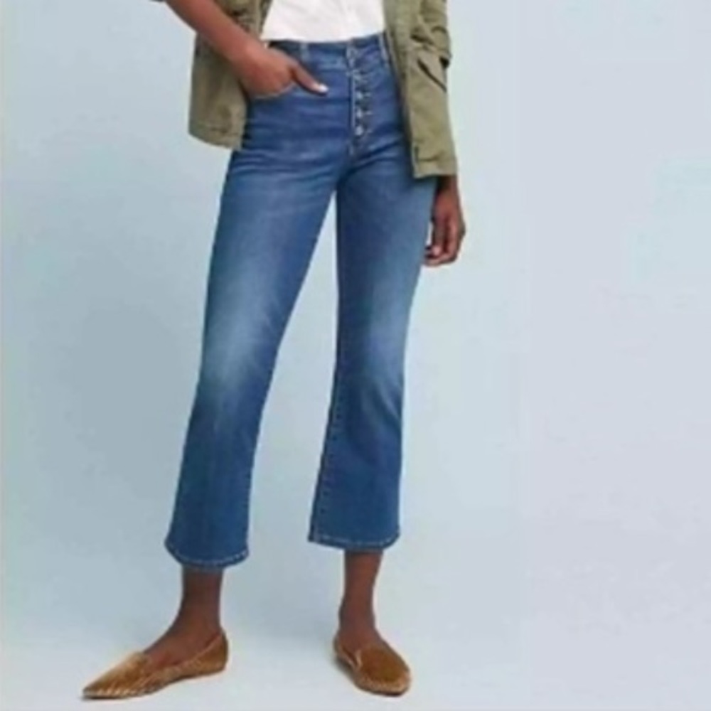 Anthropologie Pilcro High-Rise Cropped Flare Button Fly